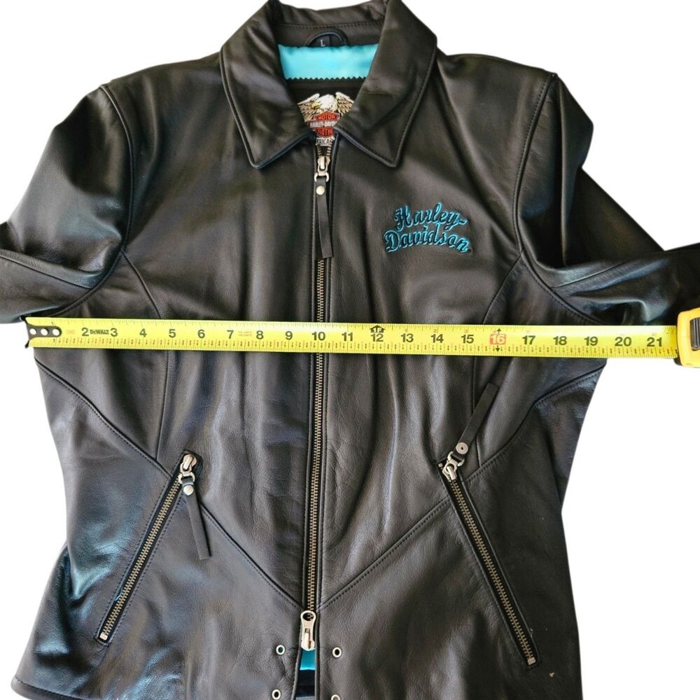 Harley-Davidson ARABELLE Leather Jacket Black Teal 97173-07VW Y2K Unworn Rare - Picture 12 of 15